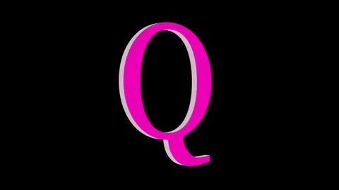 3d Q letter logo loopable rotated pink color black background Illustrazione stock