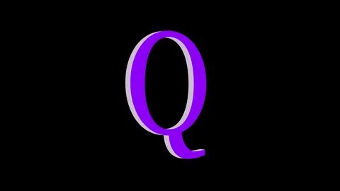 3d Q letter logo loopable rotated purple color black background Illustrazione stock