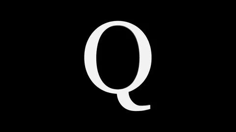 3d Q letter logo loopable white color black background Illustrazione stock