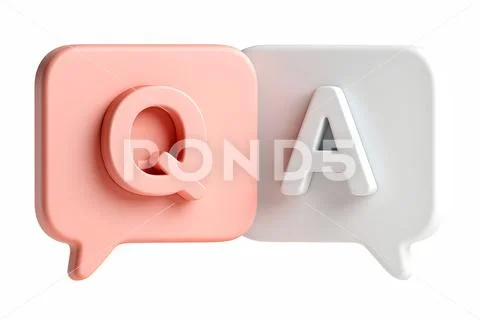 3d q&amp;a speech bubbles, communication concept isolated PSD Template