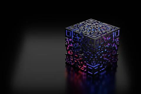 3D QR code design. 3D rendering. Stock Illustration