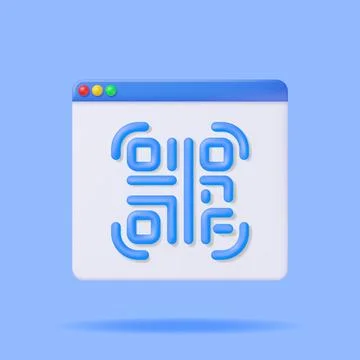 3d QR Code Icon in Browser Window Stockillustratie