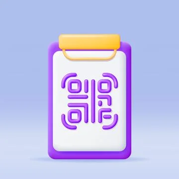 3d QR Code Icon in Clipboard Illustrazione stock