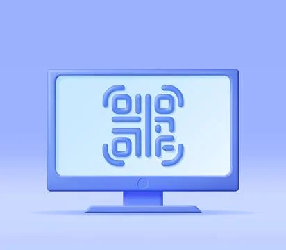 3d QR Code Icon on Computer Screen Stock Illustration