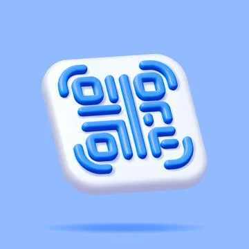 3d QR Code Icon Isolated. Illustrazione stock