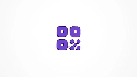 3D QR Code Mobile Scanner Icon Animated Loop on White Background 4K Vidéo 347650923