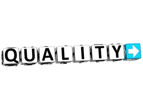 3d quality button click here block text Stock Illustration