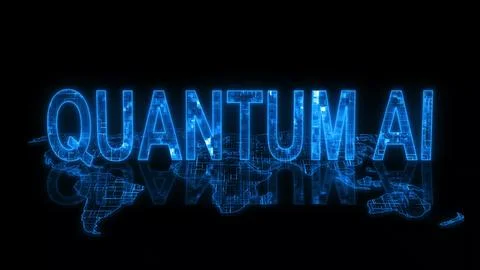 3d quantum AI text technology earth map glow Stock Illustration