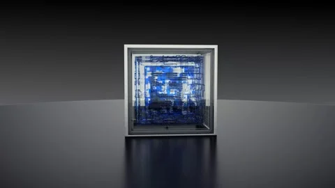 3D Quantum Computer Box Rotating Loop 動画素材 301684658