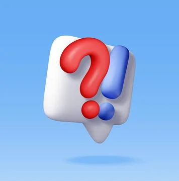 3d question and exclamation marks in speech bubble Stock Illustration