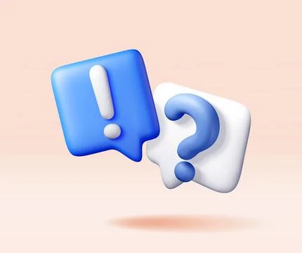 3d question and exclamation marks in speech bubble Stock Illustration