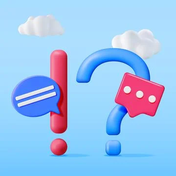 3d Question Exclamation Marks with Chat Bubbles Stock Illustration