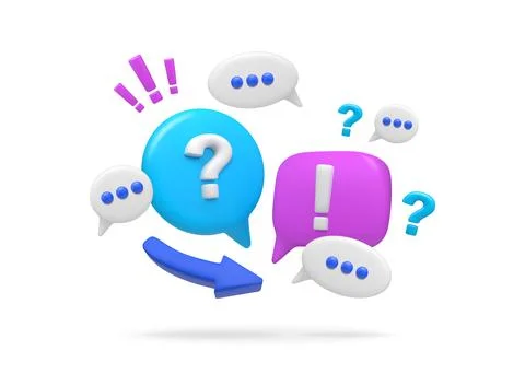 3D question. Interrogative mark. Doubt render icon. Ask answer. Communicati.. Stock Illustration
