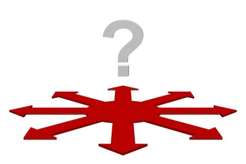 3d question mark and arrows abstract Stock Illustration