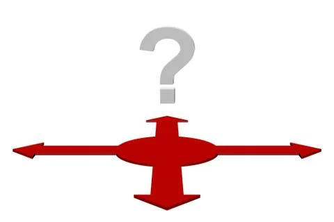 3d question mark and arrows abstract Stock Illustration