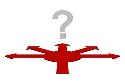 3d question mark and arrows abstract Stock Illustration