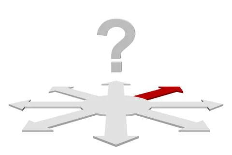 3d question mark and arrows abstract Stock Illustration