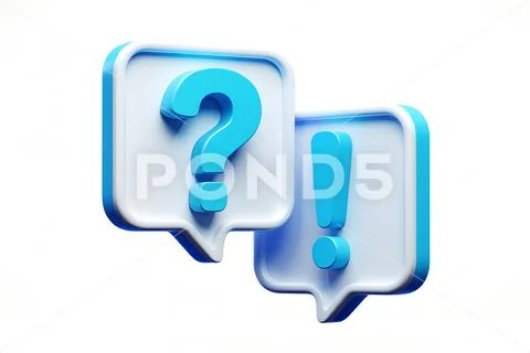 3d question mark and exclamation point in speech bubbles PSD Template