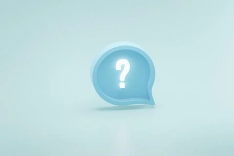 3D Question Mark Icon on Blue Background Illustration Rendering Stock Illustration