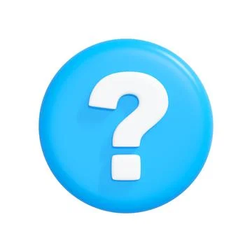 3D Question Mark Icon on Blue Button Isolated on White 库存插图