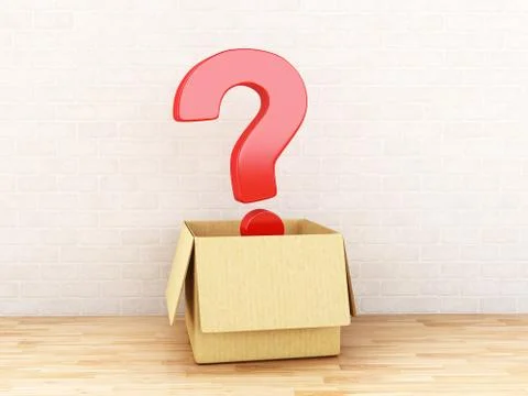 3d Question mark in an open Box. 스톡 일러스트