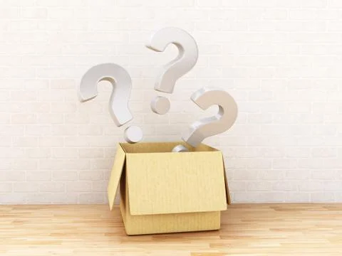 3d Question mark in an open Box. 스톡 일러스트