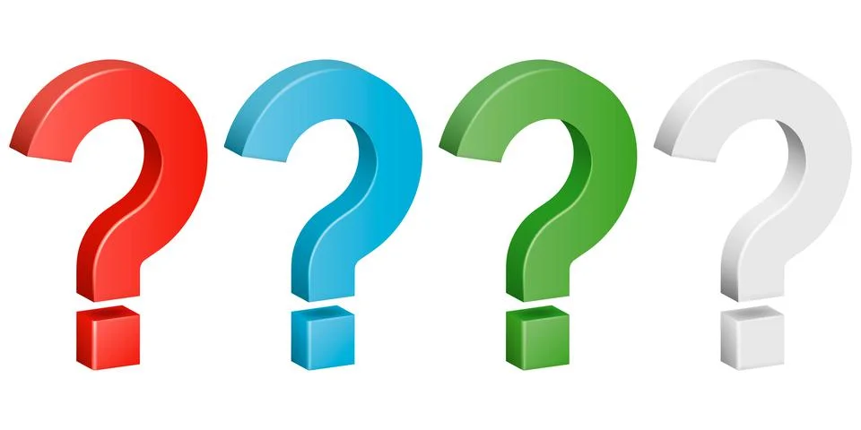 3d question mark, set of color versions. Vector illustration. Stock Illustration