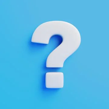 3D Question Mark Symbol on Blue Background, Help Concept Stock Illustration