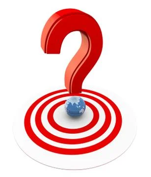 3d question mark on target Illustrazione stock