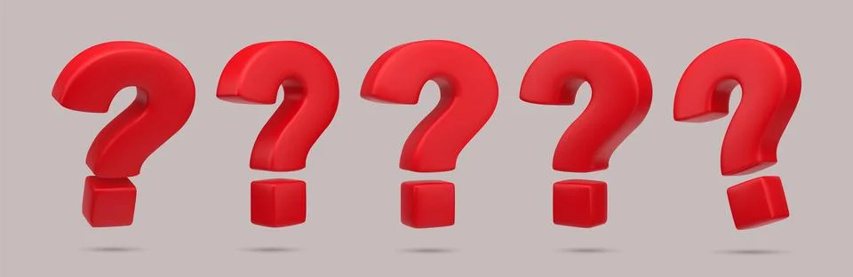 3D question marks. FAQ sign. Ask answer. Punctuation symbol. Digital graphic  Stock Illustration