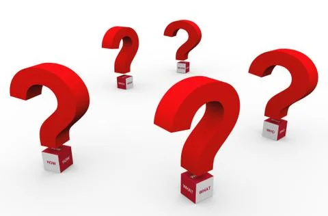 3d question marks words Stock Illustration