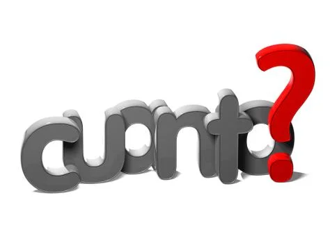 3d question word how much in spanish language (cuanto) on white background イラスト素材