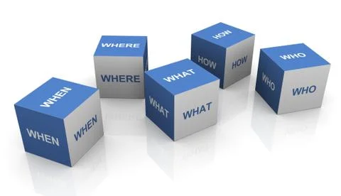 3d questions words cubes Illustrazione stock