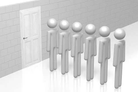 3D queue, patience concept Stock Illustration