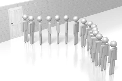 3D queue, patience concept Stock Illustration