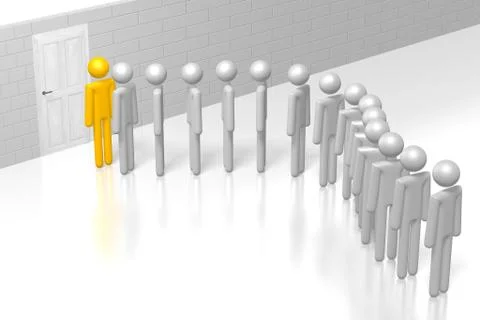 3D queue, patience concept Stock Illustration