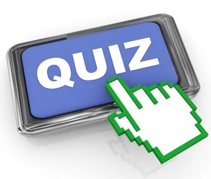 3d quiz button and hand cursor pointer Illustrazione stock