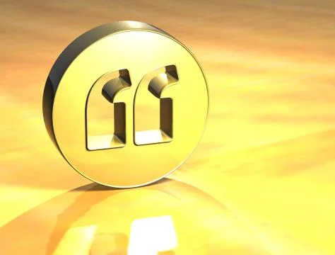 3d quotation marks gold sign 스톡 일러스트