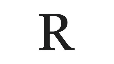 3d R letter logo loopable black color white background Stock Illustration
