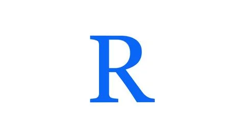 3d R letter logo loopable blue color white background Stock Illustration