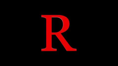 3d R letter logo loopable red color black background Illustrazione stock