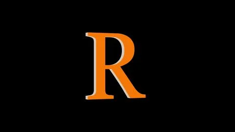 3d R letter logo loopable brown color black background Illustrazione stock