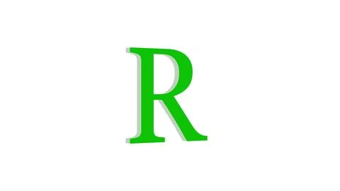 3d R letter logo loopable green color white background Stock Illustration