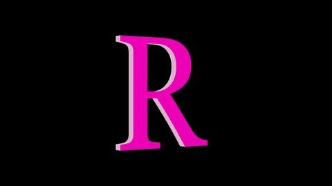 3d R letter logo loopable pink color black background Stock Illustration