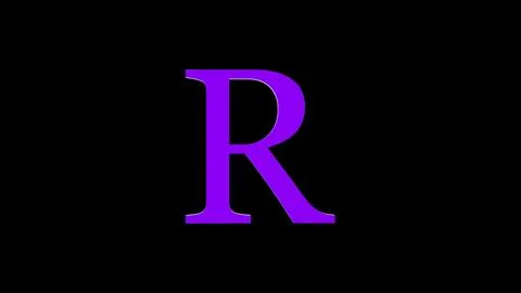 3d R letter logo loopable purple color black background 스톡 일러스트