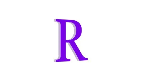3d R letter logo loopable purple color white background Illustrazione stock