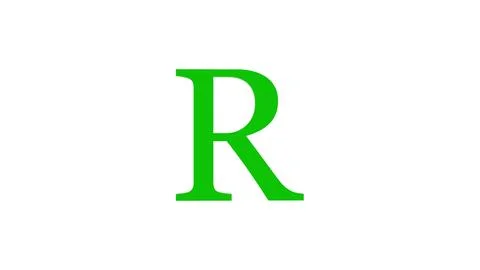 3d R letter logo loopable rotated green color white background Illustrazione stock