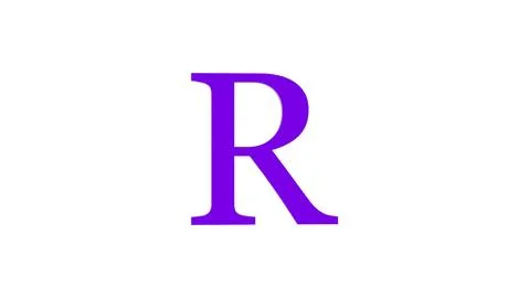 3d R letter logo loopable rotated purple color white background Illustrazione stock