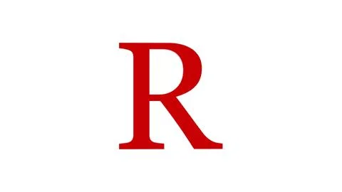 3d R letter logo loopable rotated red color white background Stock Illustration