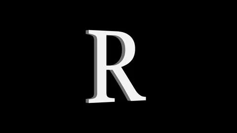 3d R letter logo loopable white color black background Illustrazione stock